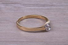 Load image into Gallery viewer, Dainty Bezel Diamond set Two Tone Gold Solitaire