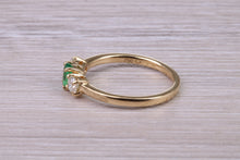 Load image into Gallery viewer, Dainty Emerald and Diamond Trilogy Ring