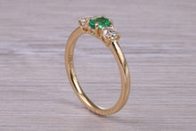 Load image into Gallery viewer, Dainty Emerald and Diamond Trilogy Ring