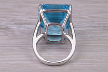 Load image into Gallery viewer, Very Very Large 50 carat Natural Blue Topaz and Diamond set White Gold Ring