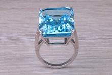 Load image into Gallery viewer, Very Very Large 50 carat Natural Blue Topaz and Diamond set White Gold Ring