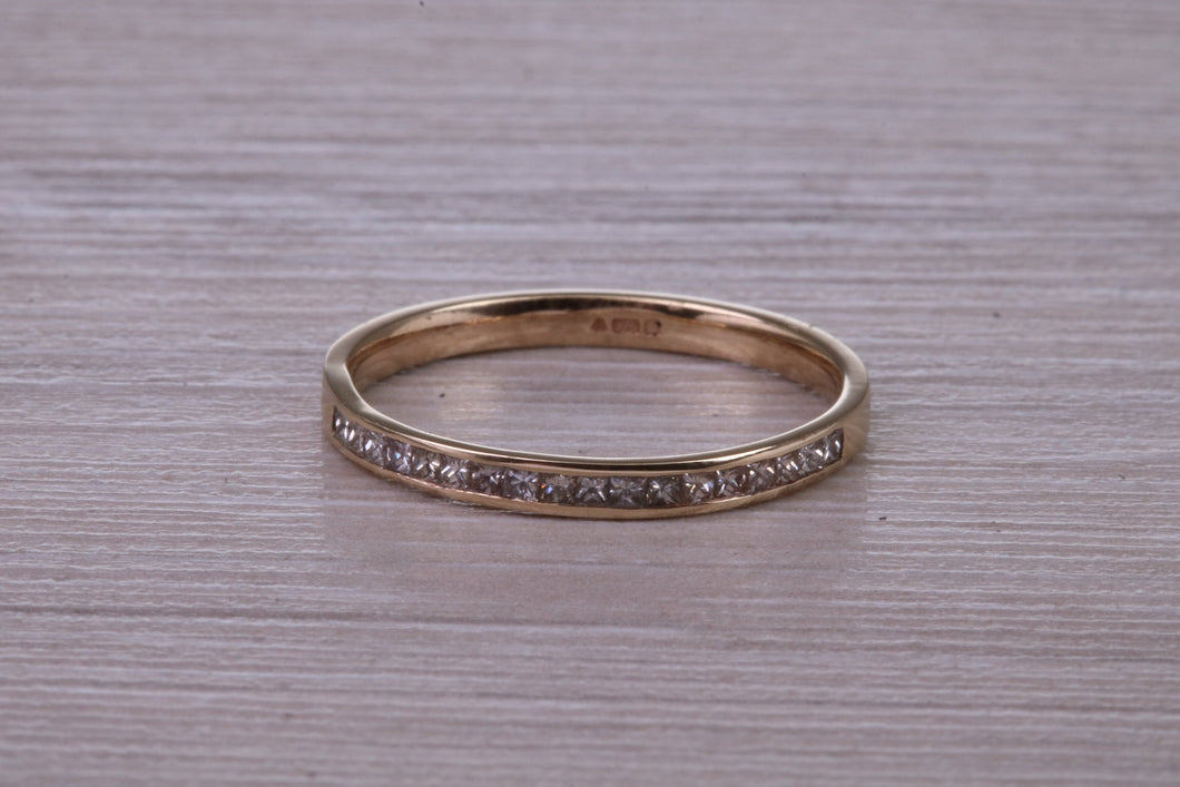 Dainty Square Princess cut Diamond set Rose Gold Band