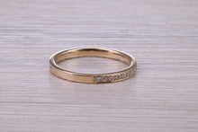 Load image into Gallery viewer, Dainty Traditional Diamond set Yellow Gold Band