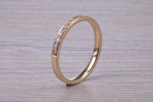 Load image into Gallery viewer, Dainty Traditional Diamond set Yellow Gold Band