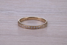 Load image into Gallery viewer, Dainty Traditional Diamond set Yellow Gold Band
