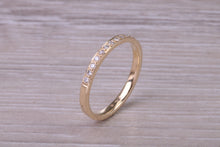 Load image into Gallery viewer, Dainty Traditional Diamond set Yellow Gold Band