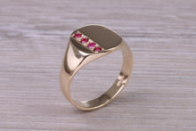 Load image into Gallery viewer, Four Natural Rubies set Yellow Gold Signet Ring