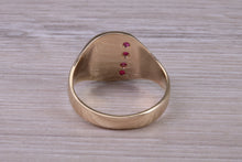 Load image into Gallery viewer, Four Natural Rubies set Yellow Gold Signet Ring, Made From Solid Cast Yellow Gold, British Hallmarked