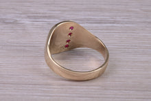 Load image into Gallery viewer, Four Natural Rubies set Yellow Gold Signet Ring, Made From Solid Cast Yellow Gold, British Hallmarked