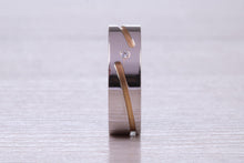 Load image into Gallery viewer, 6 mm Wide 18ct White and Rose Gold Diamond set Wedding Band