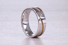 Load image into Gallery viewer, 6 mm Wide 18ct White and Rose Gold Diamond set Wedding Band