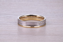 Load image into Gallery viewer, Diamond set 18ct White and Yellow Gold 4mm Wide Wedding Band