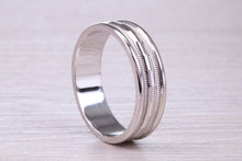 Load image into Gallery viewer, Bridal Set His and Hers White Gold Patterned Wedding Bands