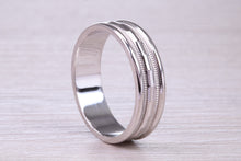 Load image into Gallery viewer, Bridal Set His and Hers White Gold Patterned Wedding Bands