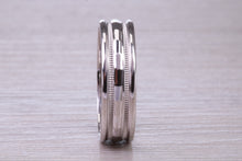 Load image into Gallery viewer, Bridal Set His and Hers White Gold Patterned Wedding Bands