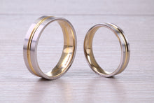 Load image into Gallery viewer, Matching Bridal His and Hers 18ct White and Yellow Gold Wedding Band