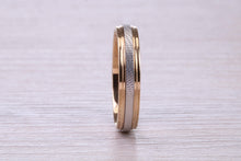 Load image into Gallery viewer, 4 mm Wide Two Tone White and Yellow Gold Wedding Band