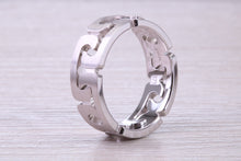 Load image into Gallery viewer, 7 mm Wide Two Section Jigsaw Puzzle Ring, Made from Solid White Gold