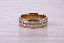 Load image into Gallery viewer, 6 mm Wide Two Tone White and Yellow Gold Wedding Band