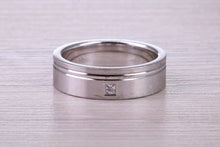Load image into Gallery viewer, Chunky 6 mm Wide Gents Diamond set White Gold Band