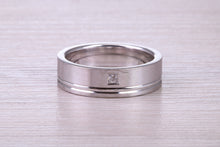 Load image into Gallery viewer, Chunky 6 mm Wide Gents Diamond set White Gold Band