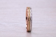 Load image into Gallery viewer, 4 mm Wide Three Tone , Solid Yellow, Rose and White Gold Wedding Band
