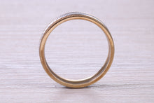 Load image into Gallery viewer, 5 mm Wide Yellow and White Gold Patterned Wedding Band