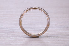 Load image into Gallery viewer, 4 mm Wide Yellow and White Gold Patterned Wedding Band