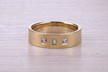 Load image into Gallery viewer, 6 mm wide Diamond set Yellow Gold Unisex Band