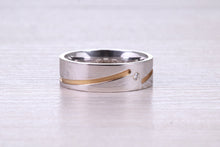 Load image into Gallery viewer, 6 mm Wide 18ct White and Rose Gold Diamond set Wedding Band