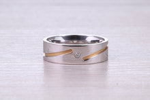 Load image into Gallery viewer, 6 mm Wide 18ct White and Rose Gold Diamond set Wedding Band