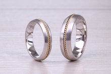 Load image into Gallery viewer, Matching Bridal His and Hers 18ct White and Yellow Gold Wedding Band