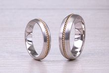 Load image into Gallery viewer, Matching Bridal His and Hers 18ct White and Yellow Gold Wedding Band