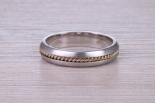 Load image into Gallery viewer, Matching Bridal His and Hers 18ct White and Yellow Gold Wedding Band