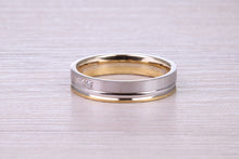 Load image into Gallery viewer, Diamond set 18ct White and Yellow Gold 4mm Wide Wedding Band