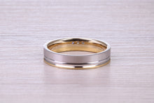 Load image into Gallery viewer, Diamond set 18ct White and Yellow Gold 4mm Wide Wedding Band