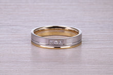 Load image into Gallery viewer, Diamond set 18ct White and Yellow Gold 4mm Wide Wedding Band
