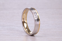 Load image into Gallery viewer, Diamond set 18ct White and Yellow Gold 4mm Wide Wedding Band