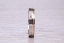 Load image into Gallery viewer, Diamond set 18ct White and Yellow Gold 4mm Wide Wedding Band