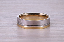 Load image into Gallery viewer, Diamond set 18ct White and Yellow Gold 6mm Wide Wedding Band
