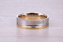 Load image into Gallery viewer, Diamond set 18ct White and Yellow Gold 6mm Wide Wedding Band