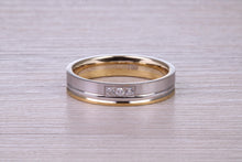 Load image into Gallery viewer, Diamond set Matching Bridal His and Hers 18ct White and Yellow Gold Wedding Bands