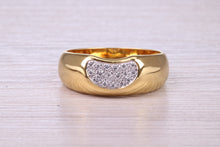 Load image into Gallery viewer, Diamond set 18ct Yellow Gold 8mm Wide Ring