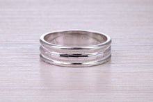 Load image into Gallery viewer, Bridal Set His and Hers White Gold Patterned Wedding Bands