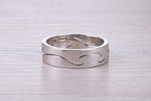 Load image into Gallery viewer, 6 mm Wide Two Section Jigsaw Puzzle Ring, Made from Solid Cast White Gold
