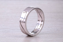 Load image into Gallery viewer, 6 mm Wide Two Section Jigsaw Puzzle Ring, Made from Solid Cast White Gold