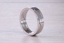 Load image into Gallery viewer, 6 mm Wide Two Section Jigsaw Puzzle Ring, Made from Solid Cast White Gold