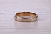 Load image into Gallery viewer, 4 mm Wide Two Tone White and Yellow Gold Wedding Band
