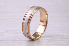 Load image into Gallery viewer, 6 mm Wide Two Tone White and Yellow Gold Wedding Band