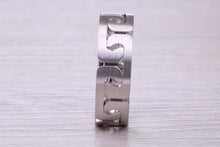 Load image into Gallery viewer, 7 mm Wide Two Section Jigsaw Puzzle Ring, Made from Solid White Gold